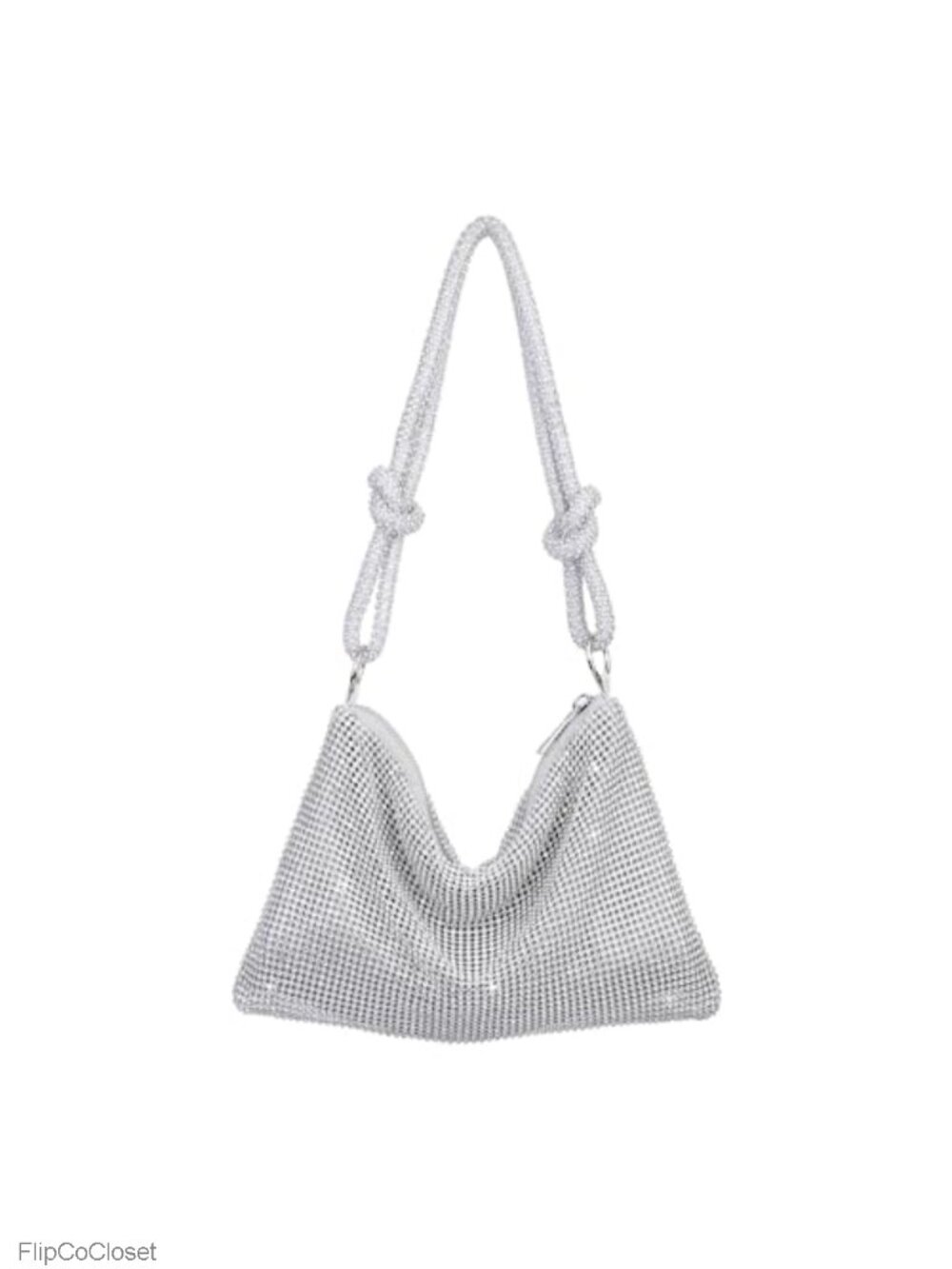 Silver Rhinestone Clutch Evening Bag Sparkly Handbag Prom Wedding Purse